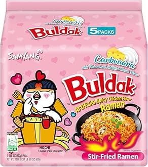 Hot Chicken Flavor Ramen Buldak Carbonara Noodles, Pack of 5 Pounds, 650 Gram (Ven-Vnd15-140)