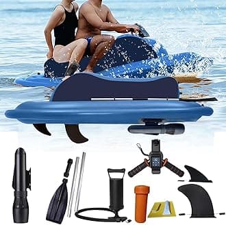 Summer Electric Motor Boat Jet Ski Inflatable Boat With 500WUnderwater Scooter-10000mAh Battery SUP Motor Underwater Scooter for Adults,Kids Sea Diving Swimming Equipment,Boat+Thruster