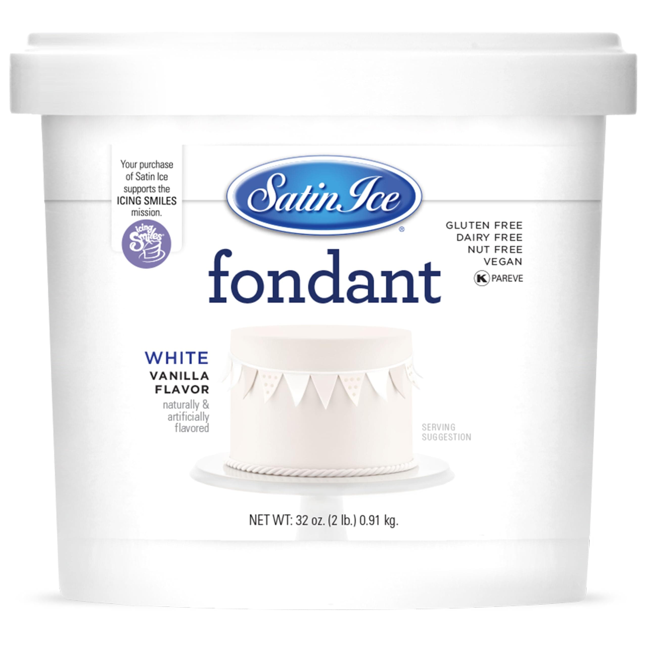 Satin Ice White Fondant, Vanilla,2lbs