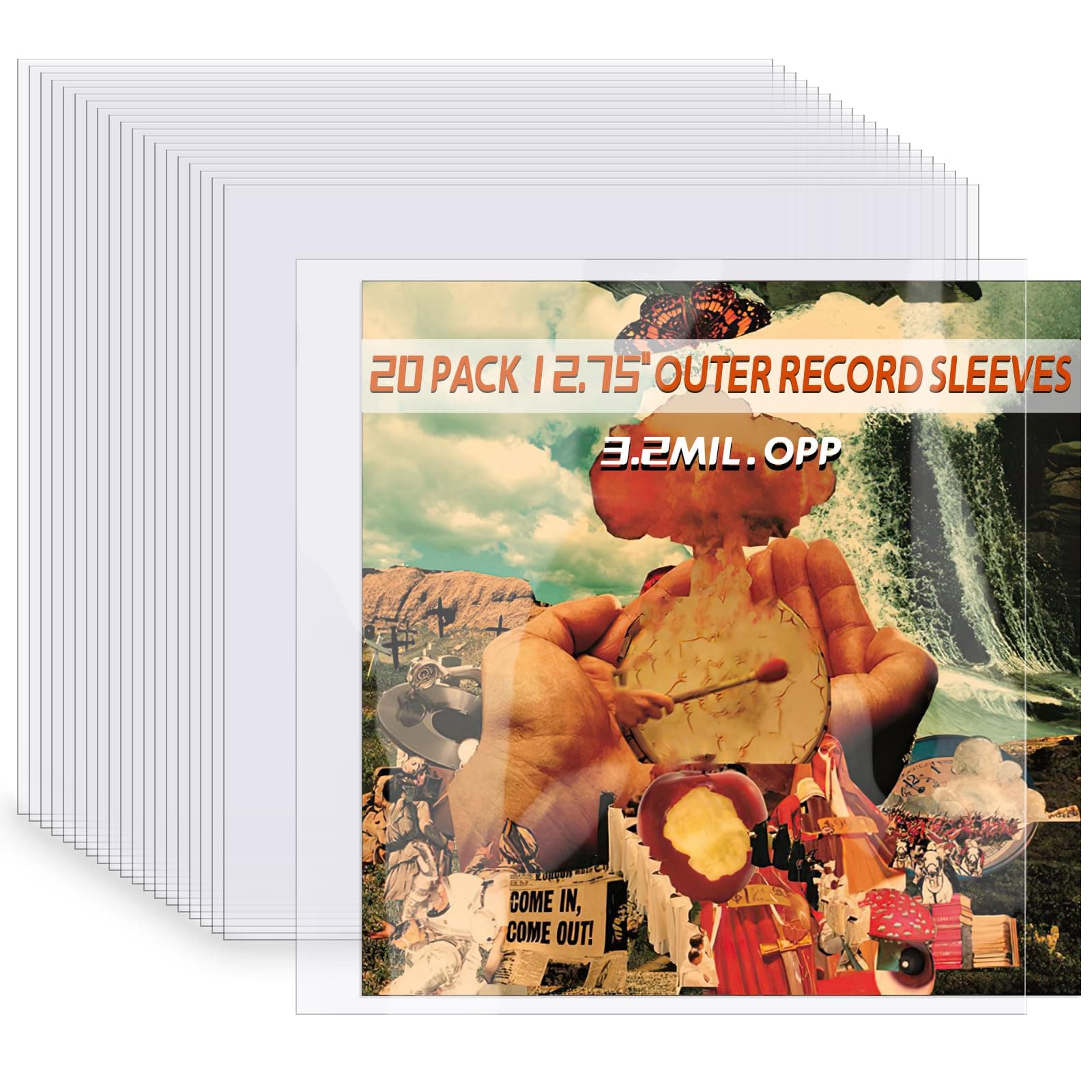 Coidea Record Sleeves for Vinyl Record, 20 Clear Plastic Outer, 12.75" x 12.5", 4.7 Mil Vinyl Album Covers Protection