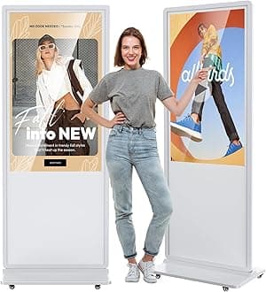 JASZDOT 55 Inch Digital Signage Display, LCD Screen Digital Kiosks & Interactive Displays 4K Totem Floor Standing Auto AD Player with USB/HDMI/WiFi Android OS