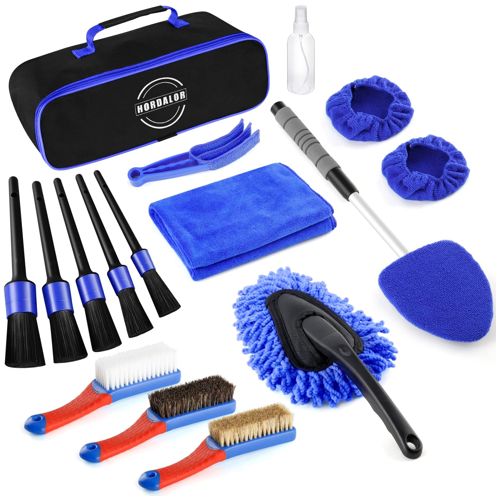 17Pcs Car Interior Detailing Kit with Windshield Cleaning Tool, Detailing Brush Set, Leather & Textile Car Interior Brush,Car Duster, Car Interior Cleaning Kit,Complete Car Interior Care Kit