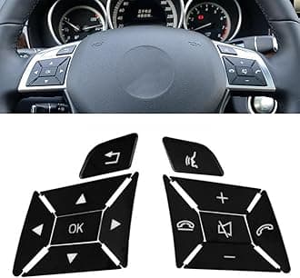 12Pcs Black Steering Wheel Button Cover Interior Decoration Trim Replacement for Mercedes-Benz Accessories A B C E SLK SL ML GL ClA GlA W176 W212 W204 W246 Class 2015 2014 2013 2012 2011 2010