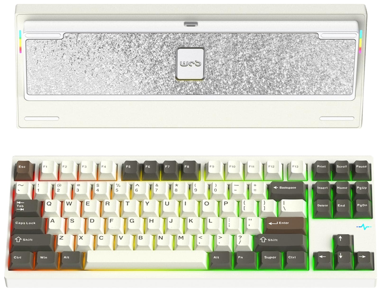 KEEBMONKEY WOBKEY Crush 80 Reboot CNC Aluminum 5-Second Quick-Release Triple-Mode Connectivity Mechanical Keyboard with Superior Acoustics (Pro White)