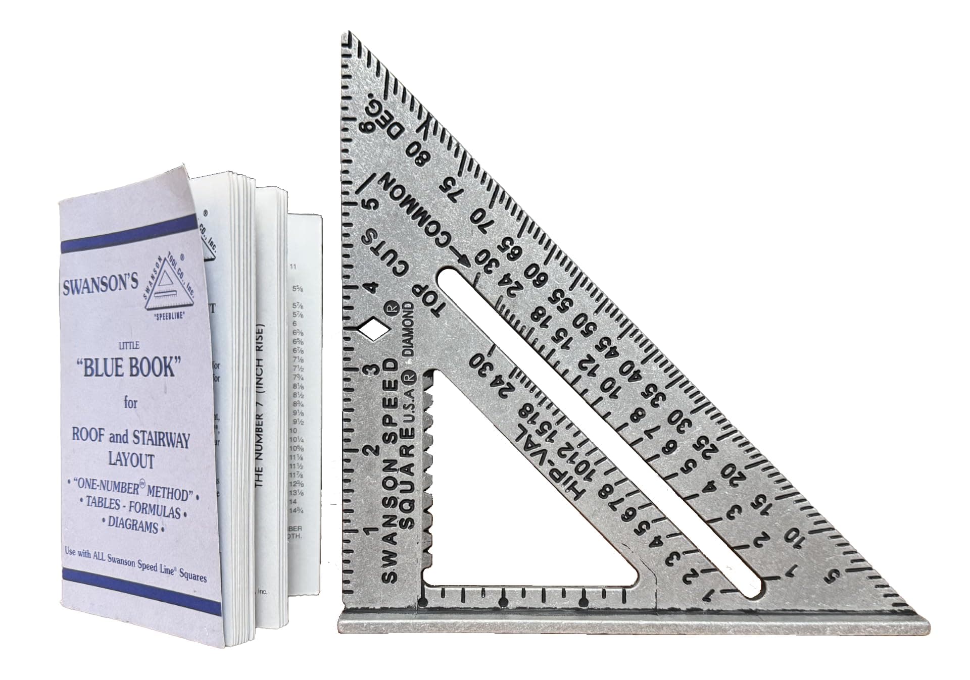 Swanson Tool S0101 7-inch Speed Square Layout Tool with Blue Book, [New Version]