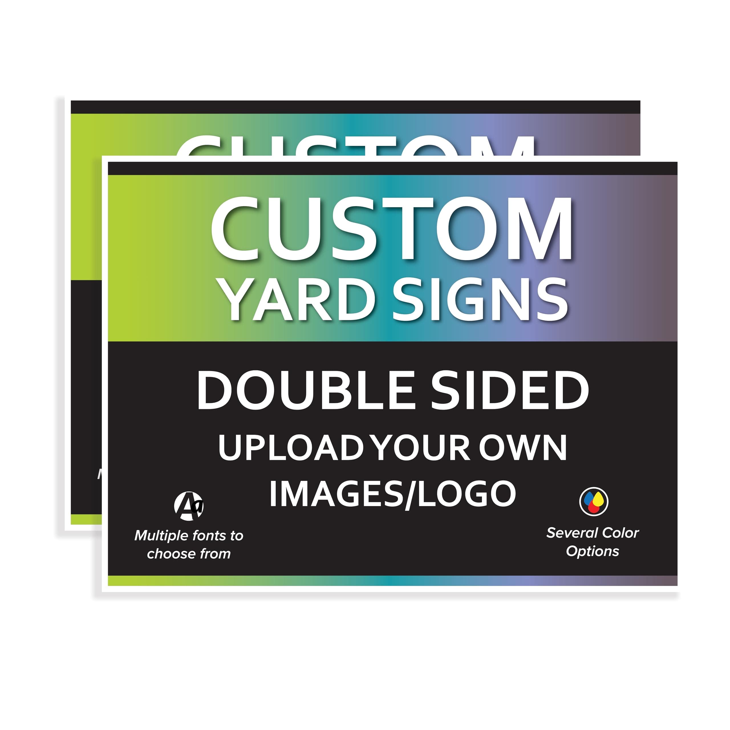 VSE | Custom UV Printed Made-To-Order Plastic Yard Signs | 24x18 inch | Upload Your Image or Artwork | Add Your Own Text | Choose from Multiple Background and Font Colors | Add H-Stakes (30)