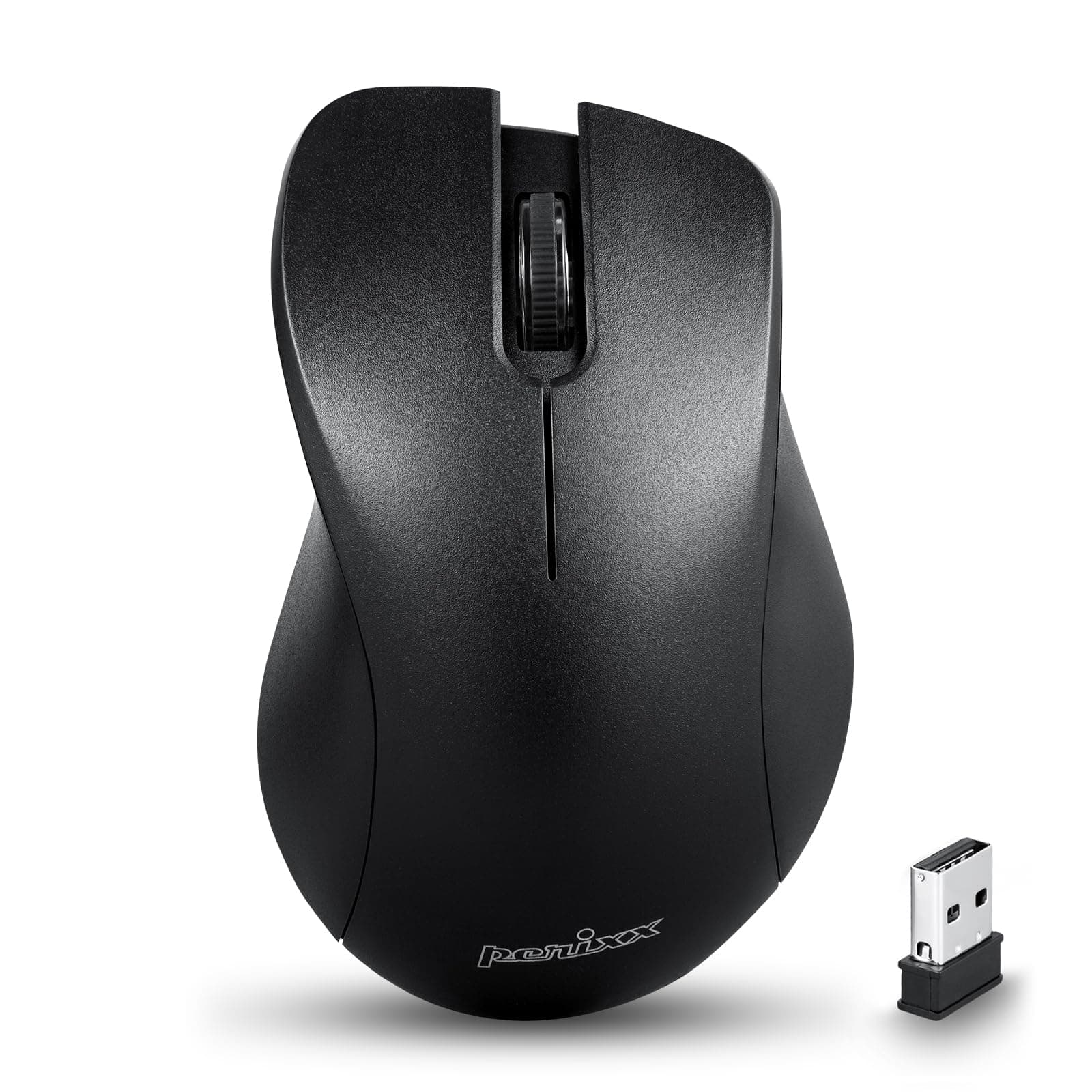PERIMICE-621B Wireless Mouse - Silent Click with Ergo Design - Compatible for Desktop and Laptop PC - Wireless 2.4 GHz - Black