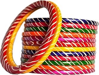 Women's Beautiful Traditional Rajasthani Lahariya Lac Bangles (Multicolor )