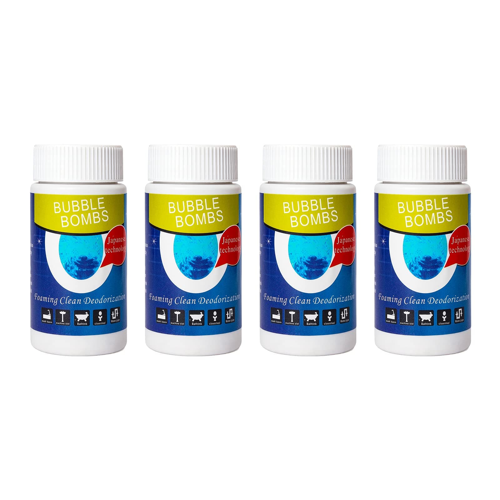 4pcs Bubble Bombs Drain Cleaner, Quick Dredge Pipeline, Powerful Sink Drain Cleaner, Magic Fast Foaming Pipe Dredge Powder, for Kitchen Toilet Pipeline Quick Cleaning Tool （120g*4）