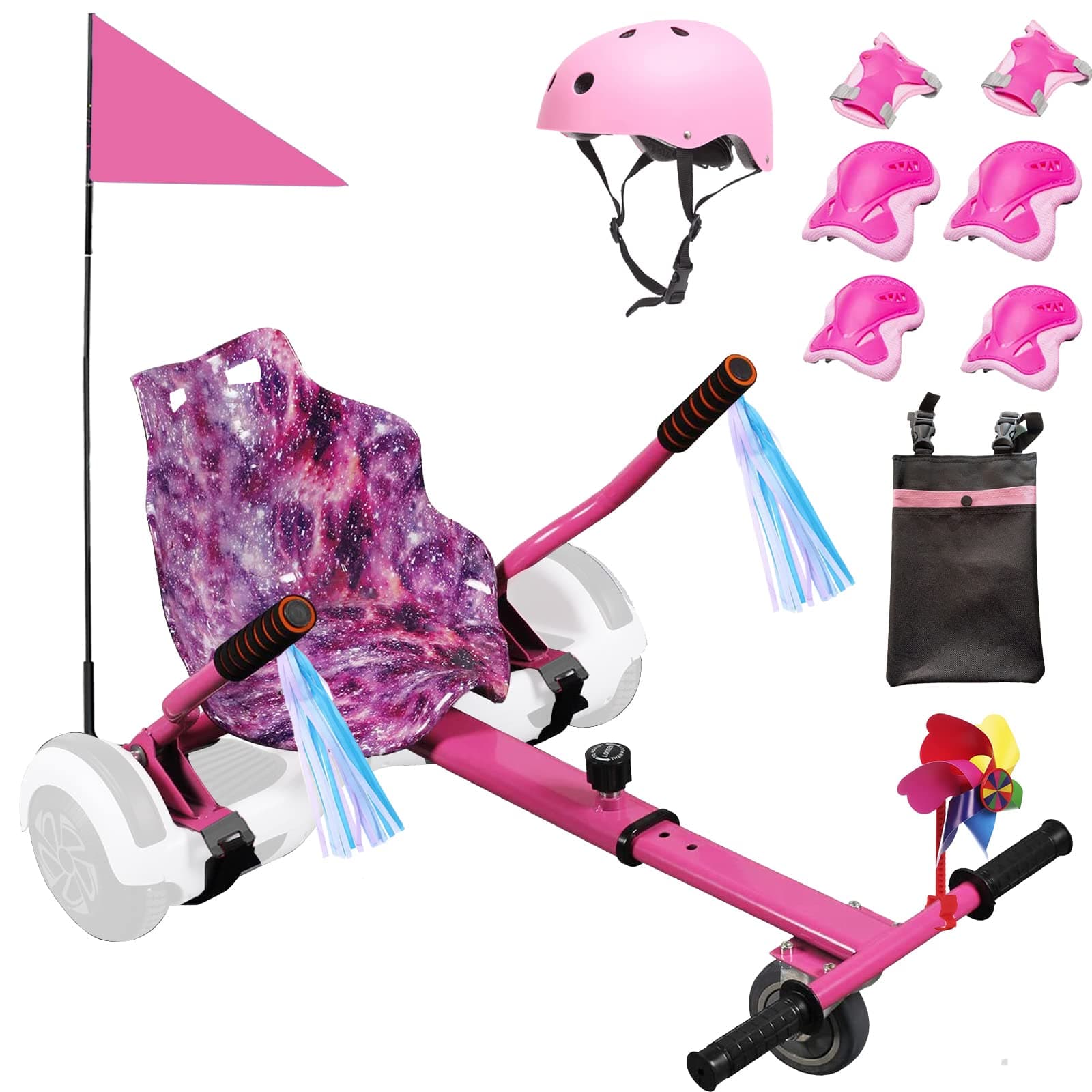 Hoverboard Kart Seat Attachment for All Ages | Hoverboard Accessories Compatible with 6.5'' 8'' 8.5'' 10'' Two Wheel Self Balancing Scooter | Adjustable Frame Length