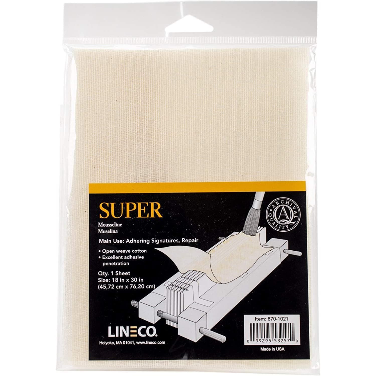Lineco Bookbinding Super Cloth, Book Binding, Making and Repairing Spines for Sketchbooks and Scrapbook, 18x30 Inch. Neutral Color.
