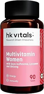 HealthKart HK Vitals Multivitamin for Women, With Zinc, Vitamin C, Vitamin D, Multiminerals & Ginseng Extract, Boosts Energy, Stamina & Skin Health, 90 Multivitamin Tablets