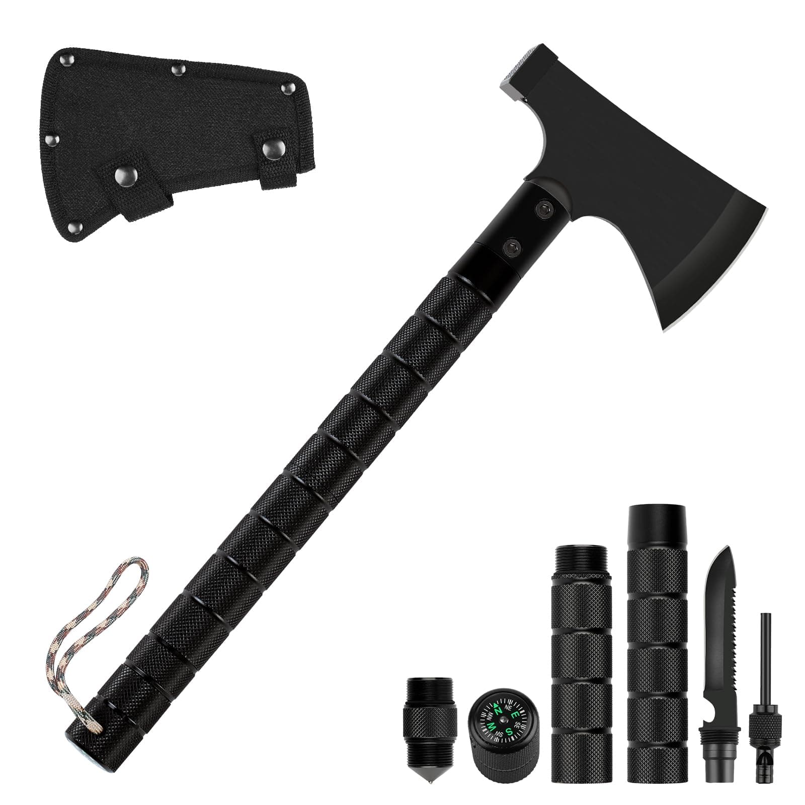 ShinoskeCamping Axe,Survival Hatchet,Folding Portable Tactical Axe,Multi-Tool,Camping Hatchet with Hammer for Outdoor Hiking Camping Adventure