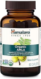 Himalaya Organic Amla - Herbal Immune Support Supplement with Adaptogen and Antioxidant - USDA Organic, Vegan, Non-GMO, Gluten Free, 600 mg, 60 Caplets