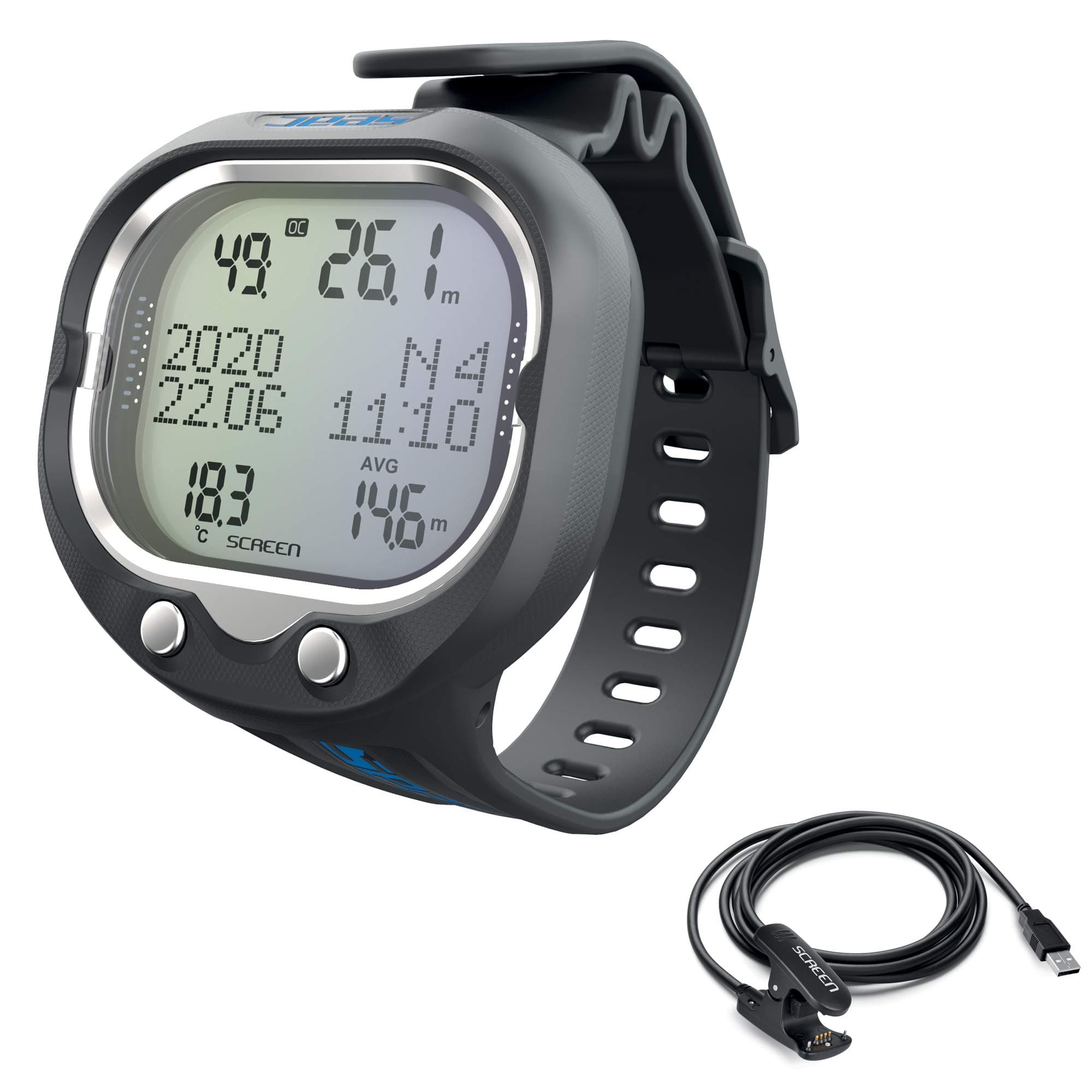 – SEAC Screen, Scuba Wrist Dive Computer for 1 or 2 mixes and Freediving mode