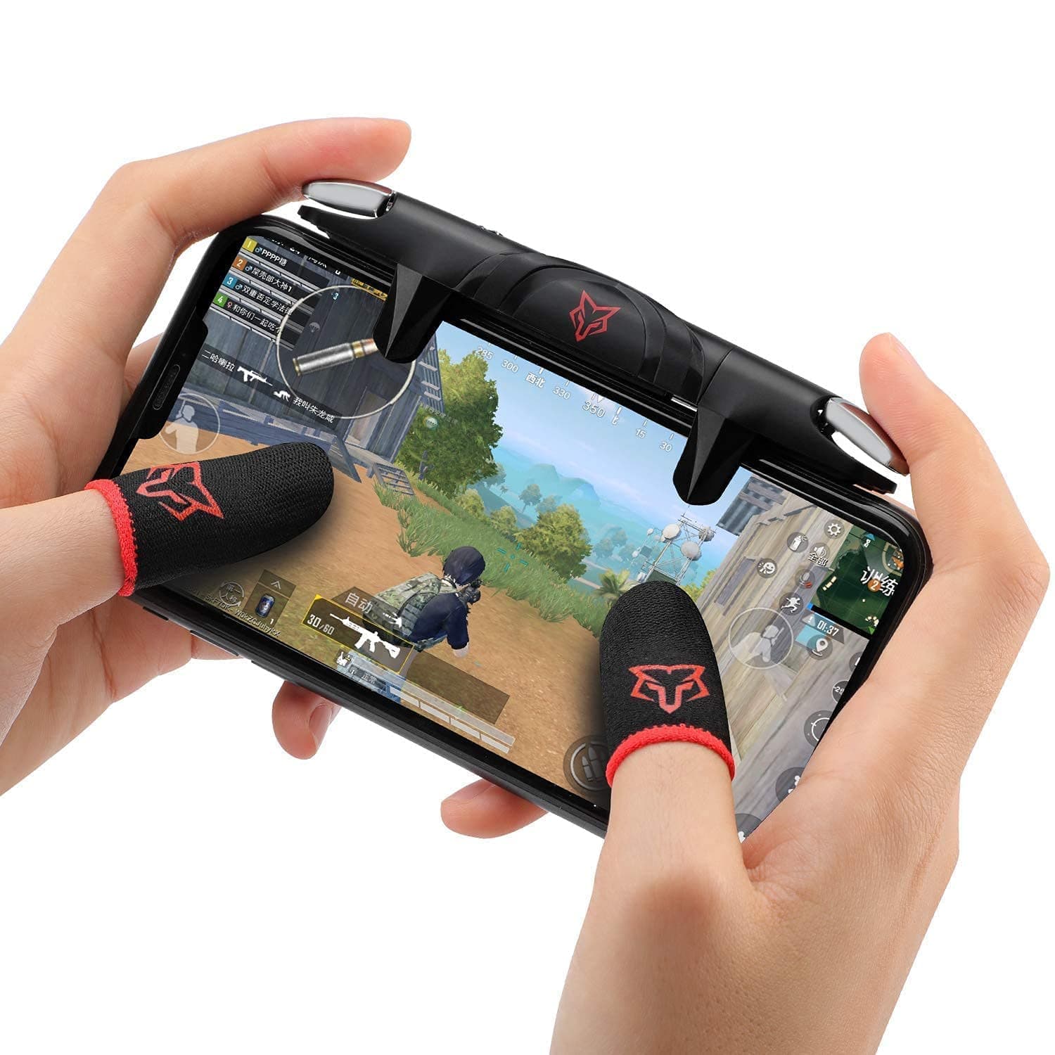 rinsfox Mobile Trigger,Mobile Game Controllers, Foldable Plug and Play Gaming Trigger for iOS and Android Phone(PUBG/Fortnite/Rules)