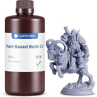 3D Printer Resin with Low Odor and Safety, 405nm UV Plant-Based Rapid Resin 2.0 with High Precision and Quick Curing for LCD 3D Printing (Grey, 1000g)