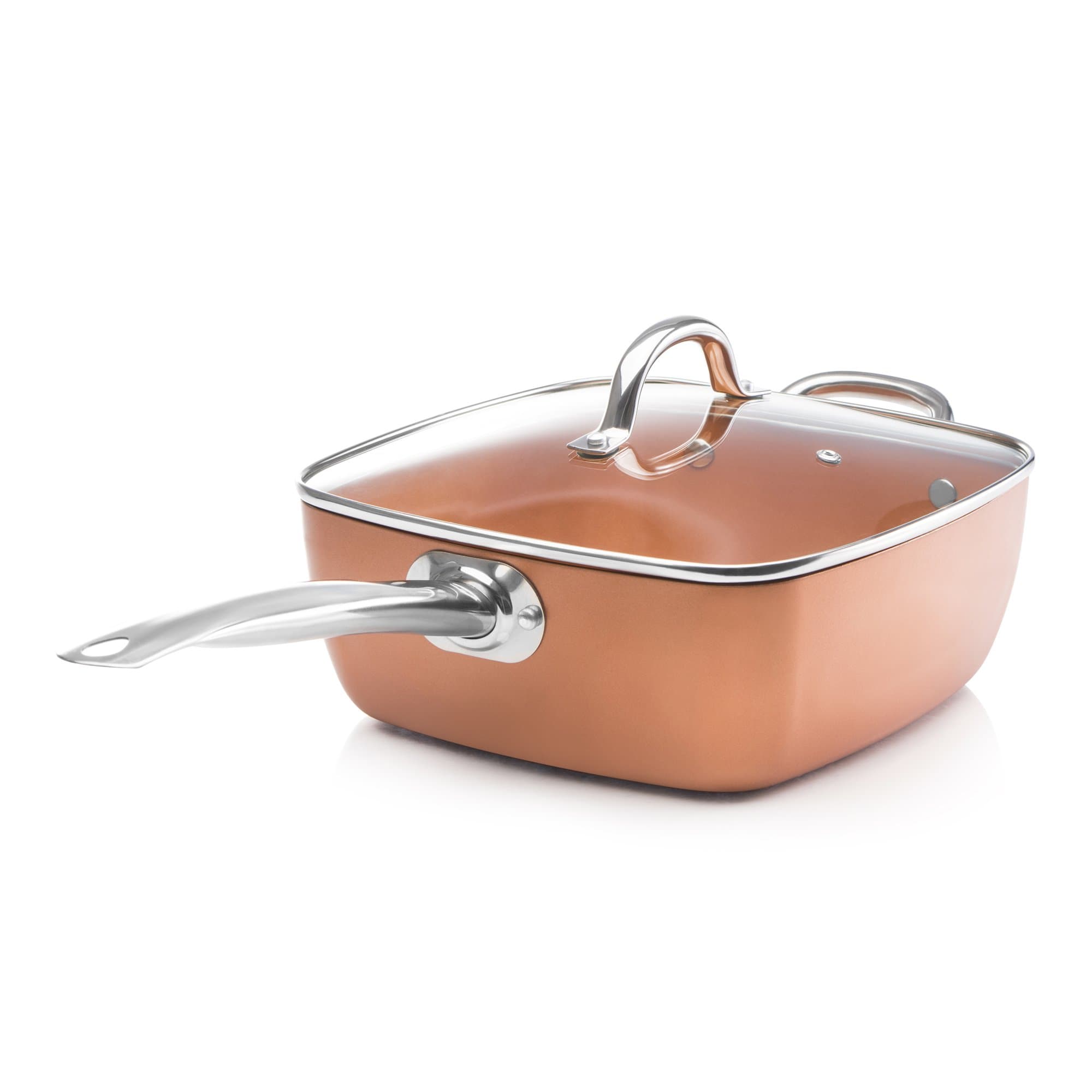 Zanzer 9.5 Inch Deep Square Casserole Pan With Tempered Glass Lid