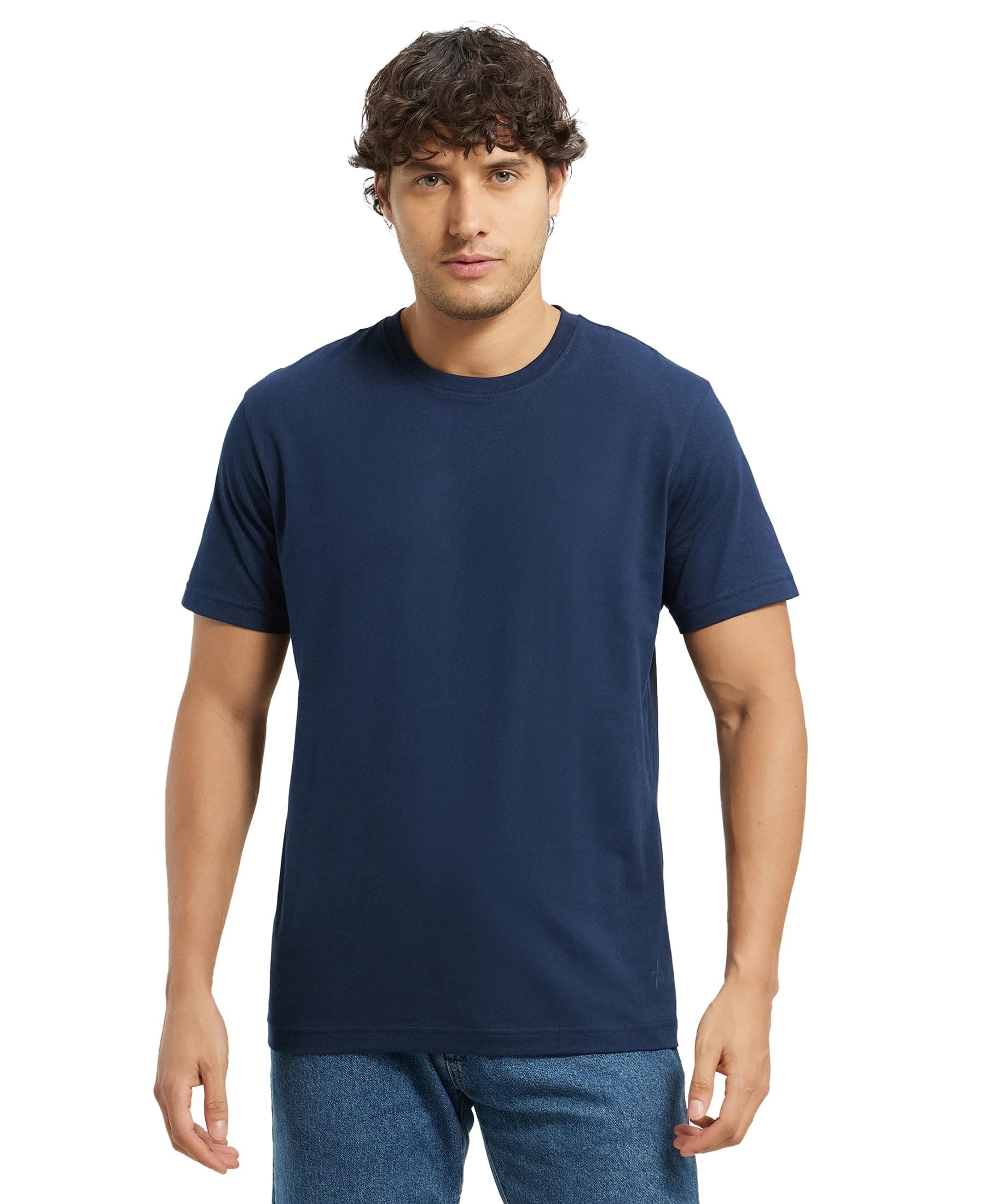 2714 Men's Super Combed Cotton Rich Solid Round Neck Regular Fit Half Sleeve T-Shirt