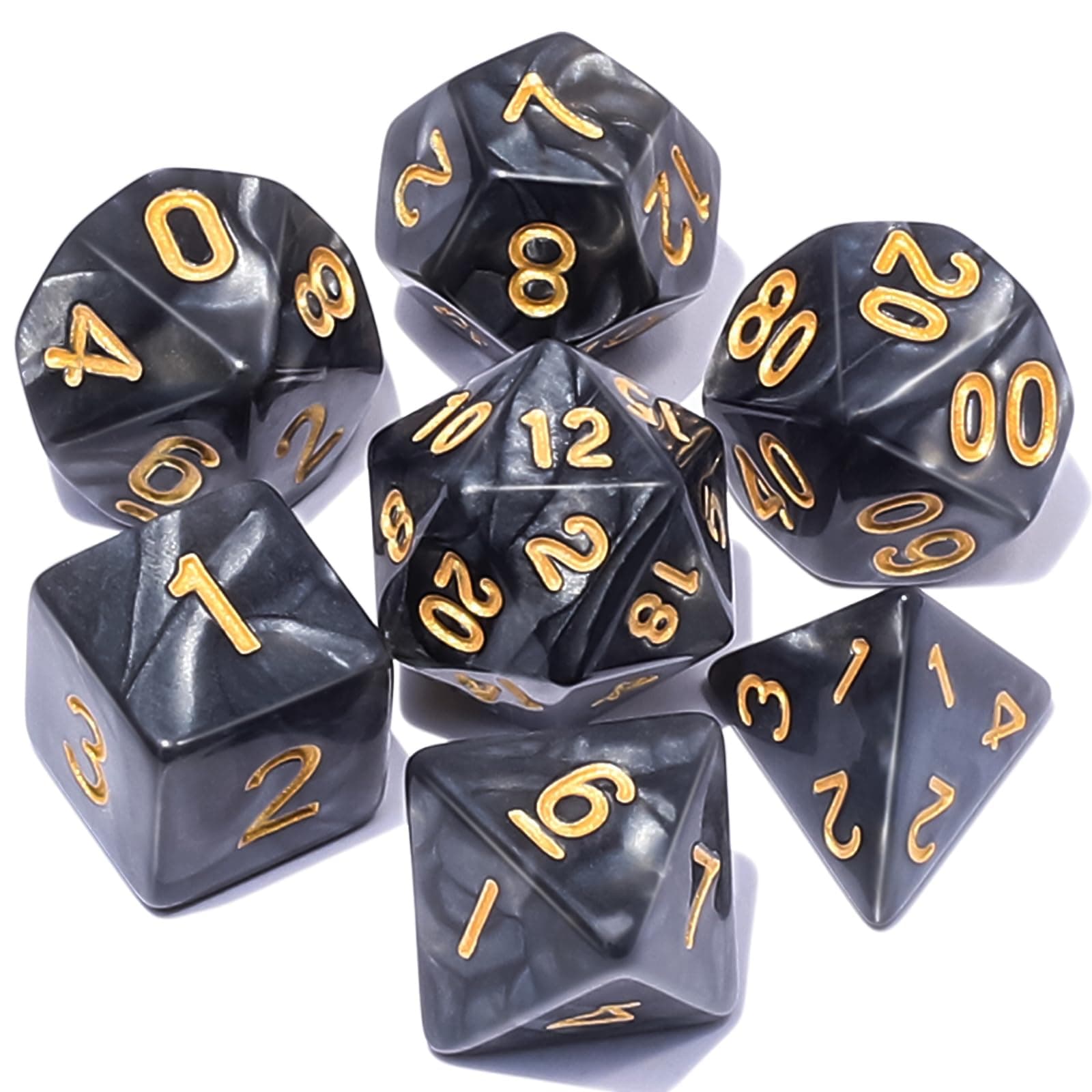 CiaraQ DND Polyhedral Dice Set with a Black Dice Bag for D&D RPG MTG Role Playing Table Games