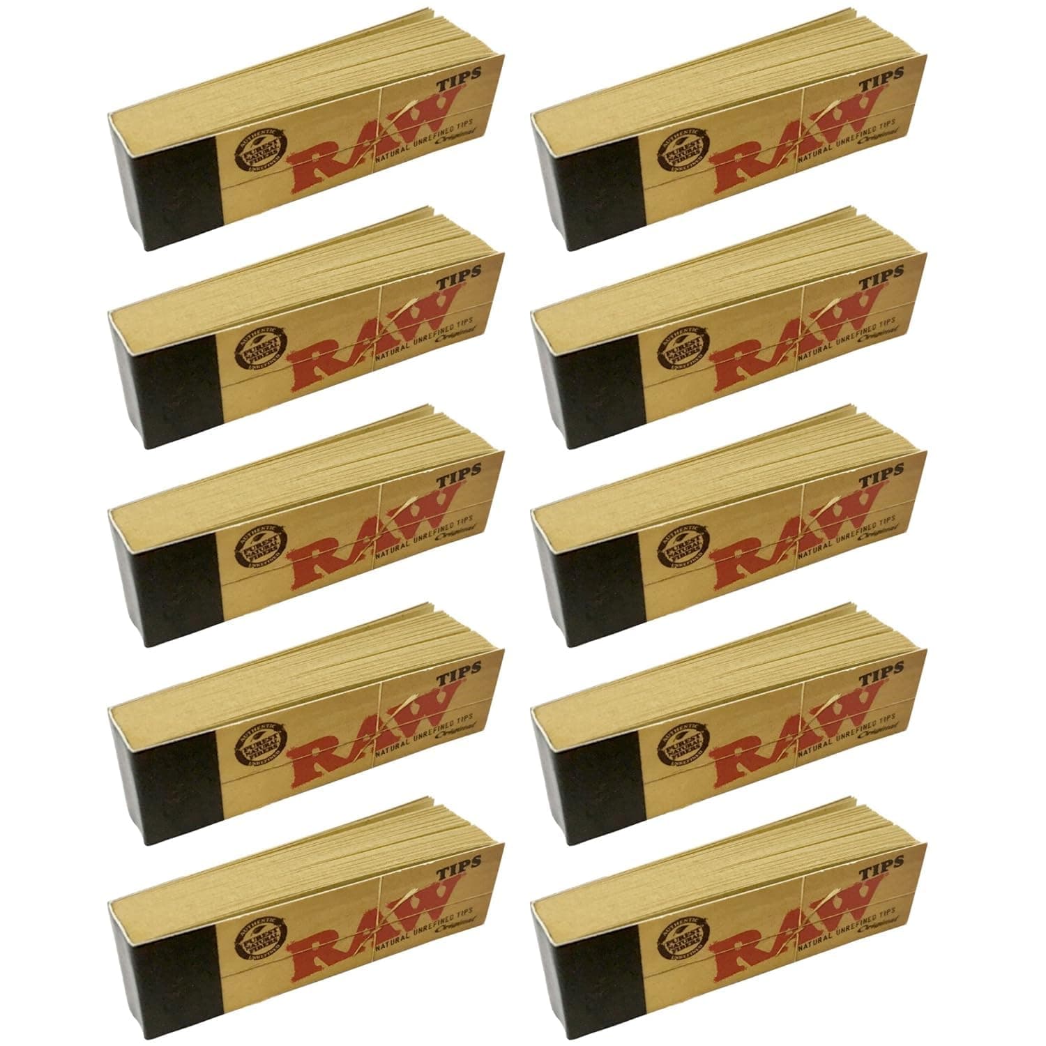 Raw Rolling Papers Unbleached Filter Tips 10 Pack = 500 Tips