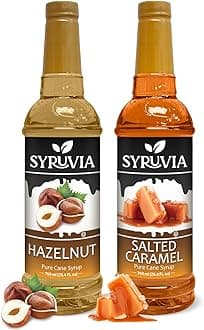 Syruvia Coffee Syrup Variety Pack - Hazelnut & Salted Caramel- Gluten - Free, Kosher, 25.4 fl oz Bottles - Enhance Your Coffee Experience with Premium Flavoring Syrups