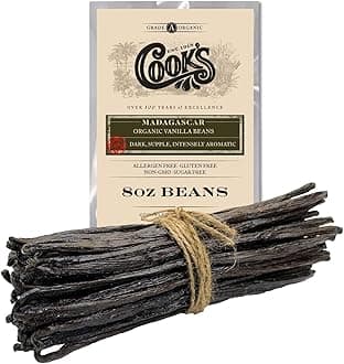 8 oz (1/2 lb) Organic Madagascar Whole Vanilla Beans, Grade A Vanilla Pods, Premium Vanilla Beans for Making Extract & Baking - Cook’s
