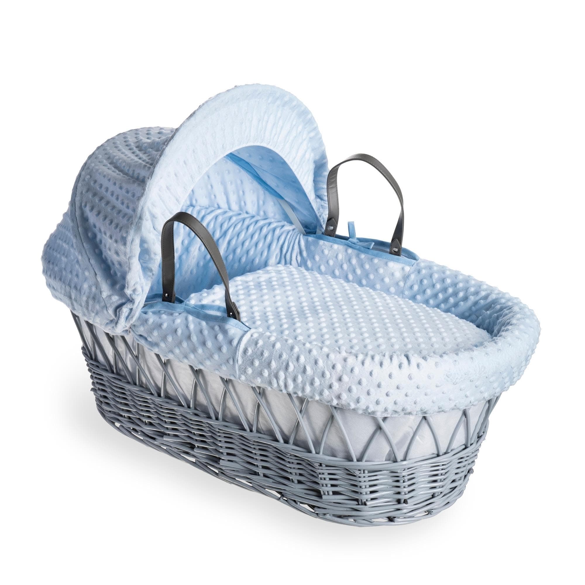 Clair de Lune Dimple Grey Wicker Moses Basket