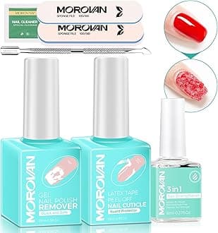 Morovan Gel Nail Polish Remover Kit: Gel Polish Remover with Liquid Latex Tape Nail Strengthener Nail Tools Quick Remove Gel Nail Polish in 3-5 Minutes No Need to Warp & Soak
