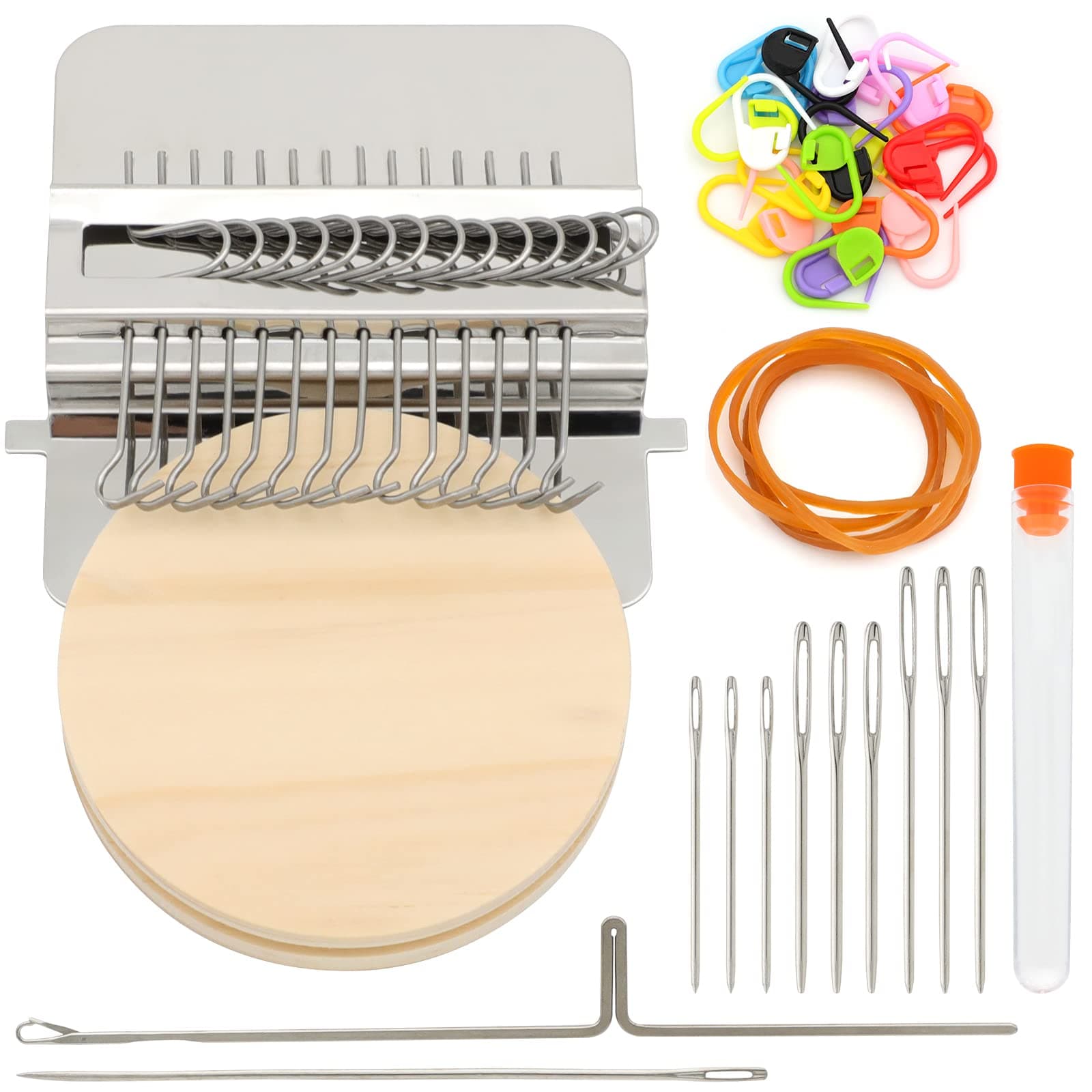 Darning Mini Loom Machine, 14 Hooks Small Speedweve Weaving Loom,Wooden Weaving Frame Loom for Beginners,Quickly Household Mending Loom,Hand Craft DIY Weaving Repair Tool for Jeans,Socks and Clothes