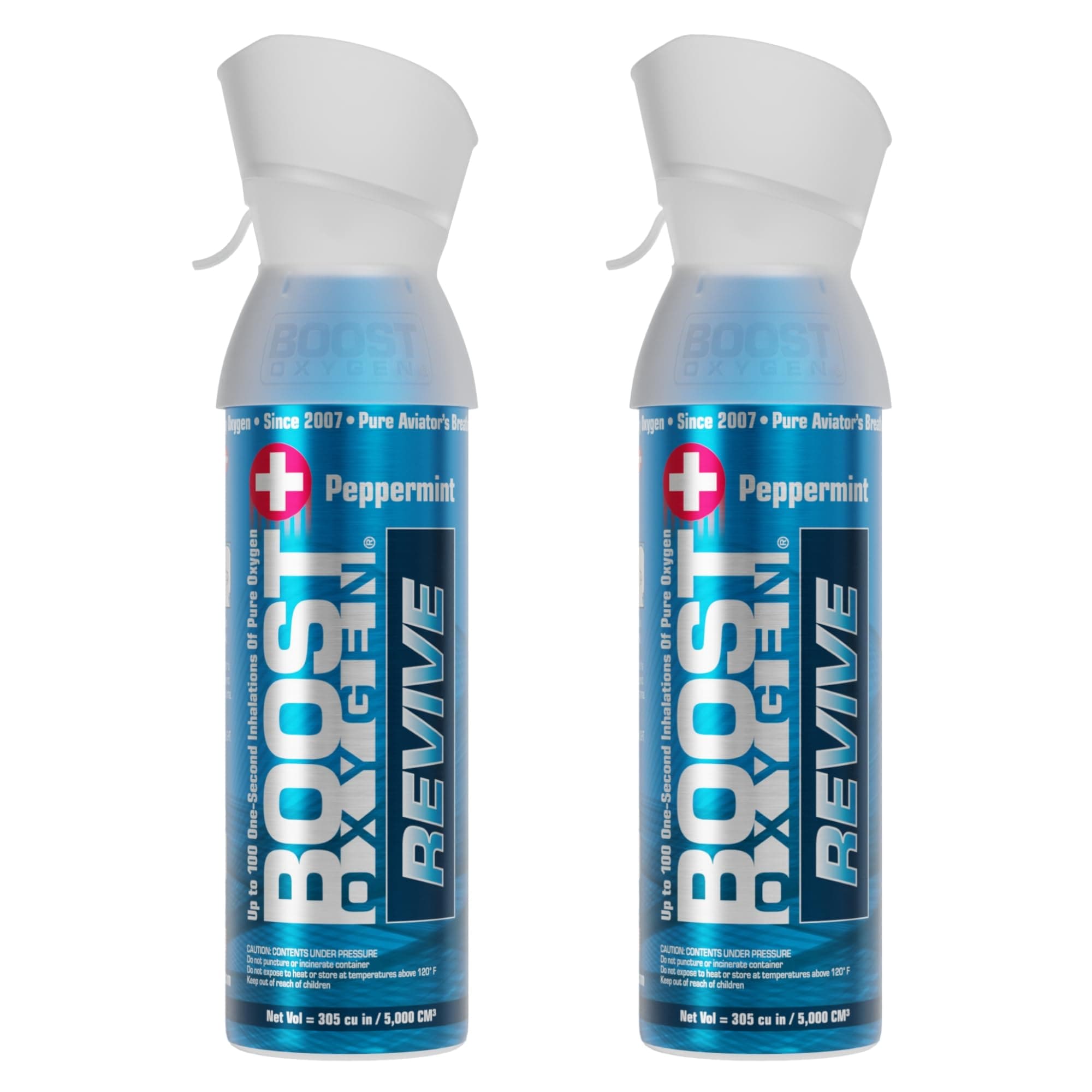 Boost Oxygen Medium Revive Peppermint Aroma 5L Canister | Respiratory Support for Aerobic Recovery, Altitude, Performance & Health (2 Pack)