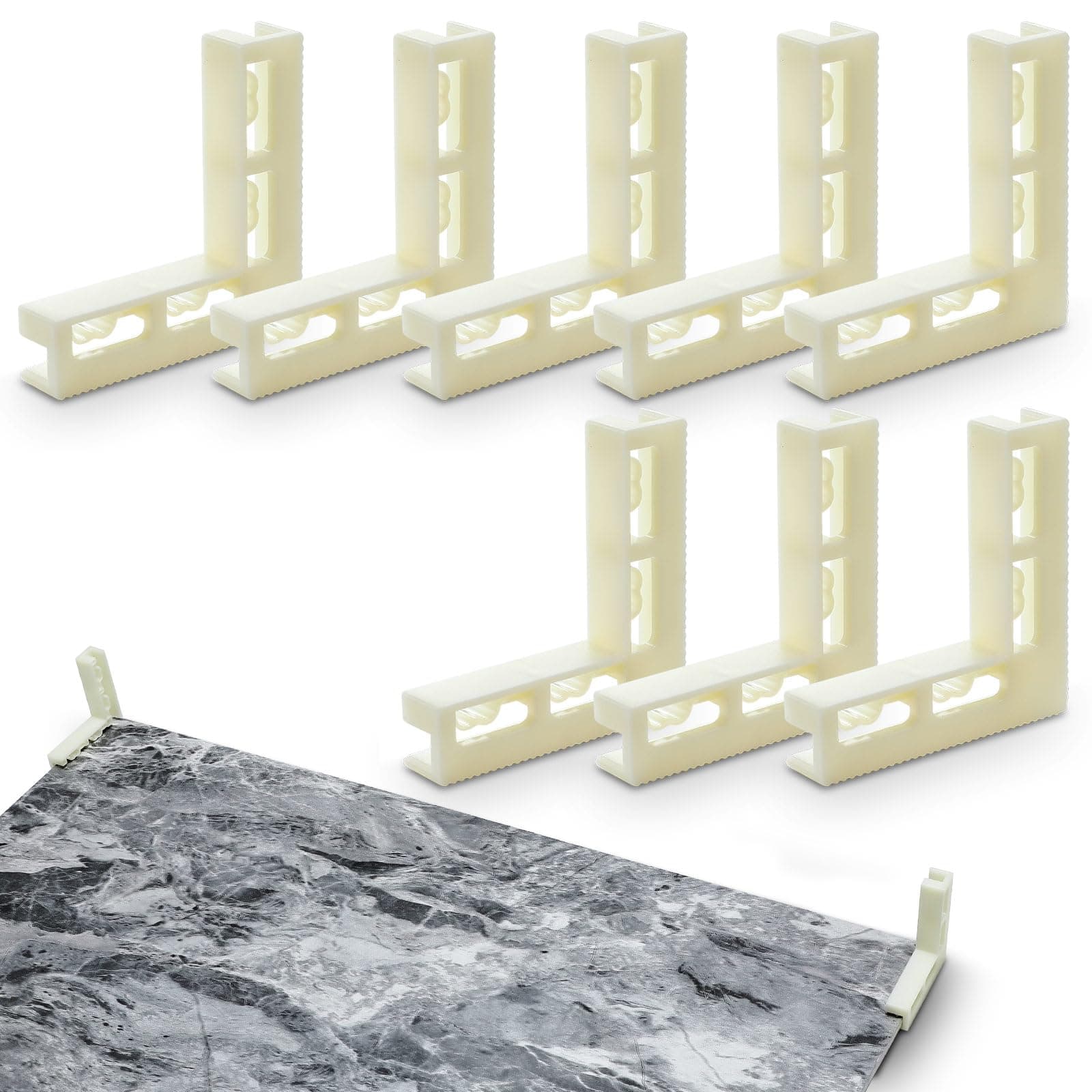 Threehoney 8 Pcs Photograph Backdrop Board Bracket 2.6 x 2.6 x 0.5 Inch Vertical L Shape Background Holder Stand Adjustable Plastic Backdrop Holder for Studio Photography Background Support