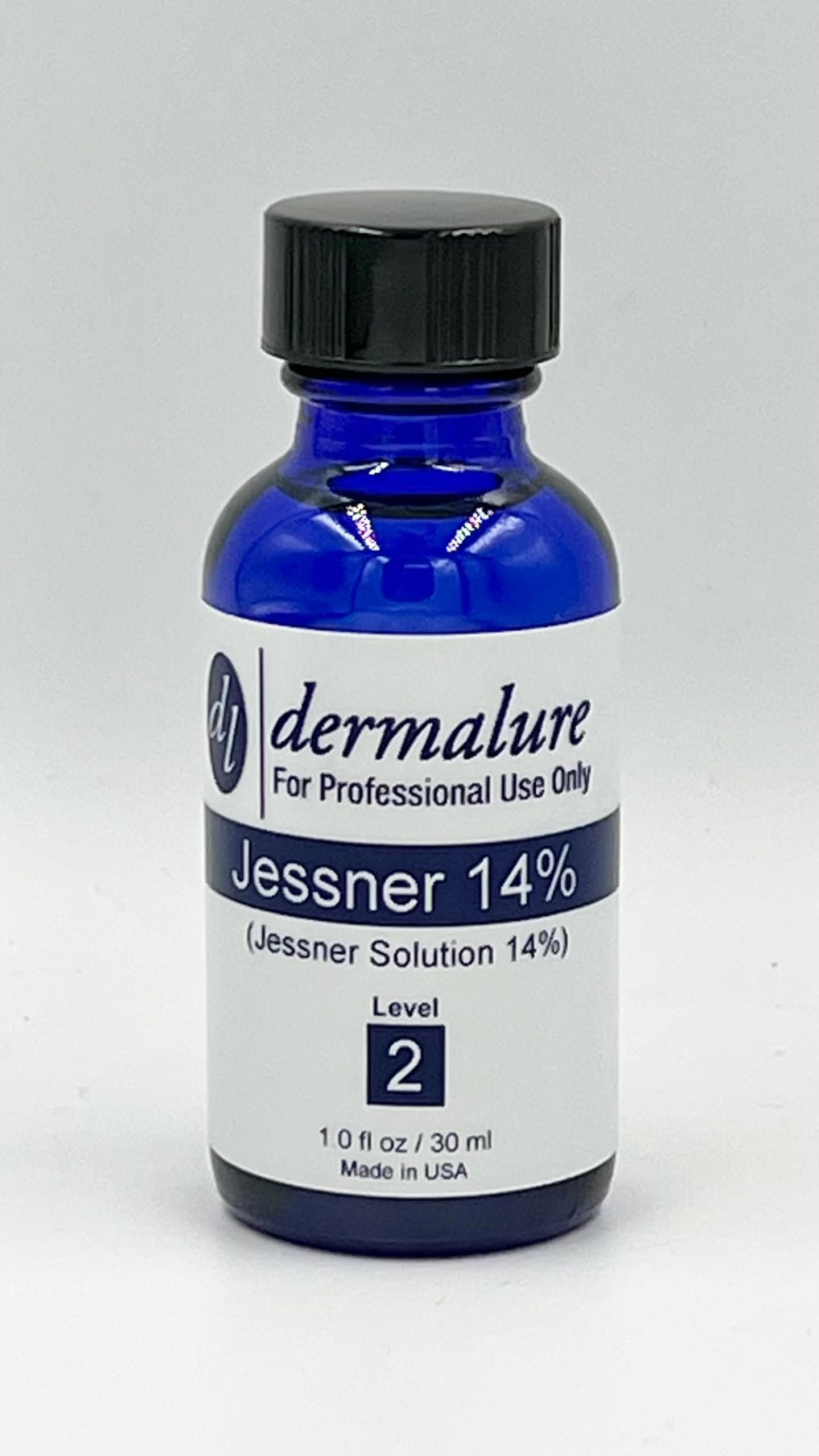 Dermalure Jessner Solution Acid Peel 14% 1oz. 30ml (Level 2 pH 1.9) - Face Exfoliant Peel for Uneven Skin Tone, Wrinkles, Acne, Fine Lines, Sun Damage