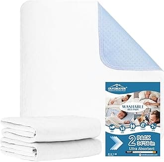OUTCREATOR® Washable Bed Pads 34" x 56" (Pack of 2), Incontinence Mattress Protector, Anti-Slip Waterproof Underpads for Adults Kids Elderly Pets, Absorbency & Reusable Bedwetting Pads (White)