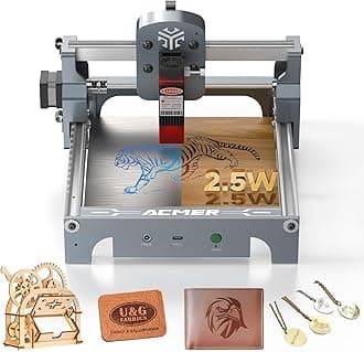 S1 Laser Engraver for Beginner Mini Laser Engraving Machine for Wood, Paper, Acrylic, 2.5W/3.5W/6W, Laser Class4 (Silver, S1 2.5W)