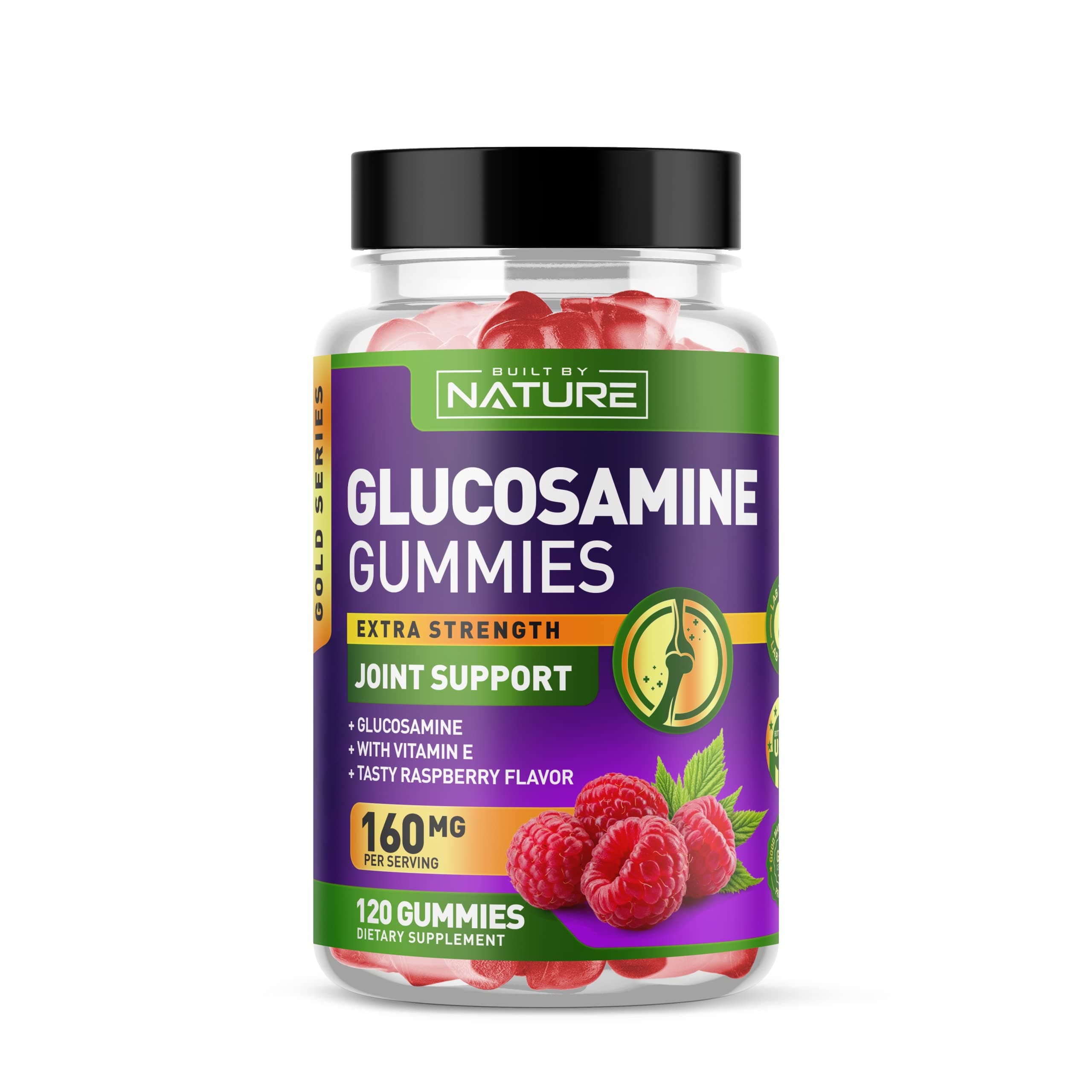 Glucosamine Gummies with Vitamin E - Advanced Joint Support Gummy Supplement, High Potency Antioxidant, Comfort for Back, Knees, Hands - 120 Gummies