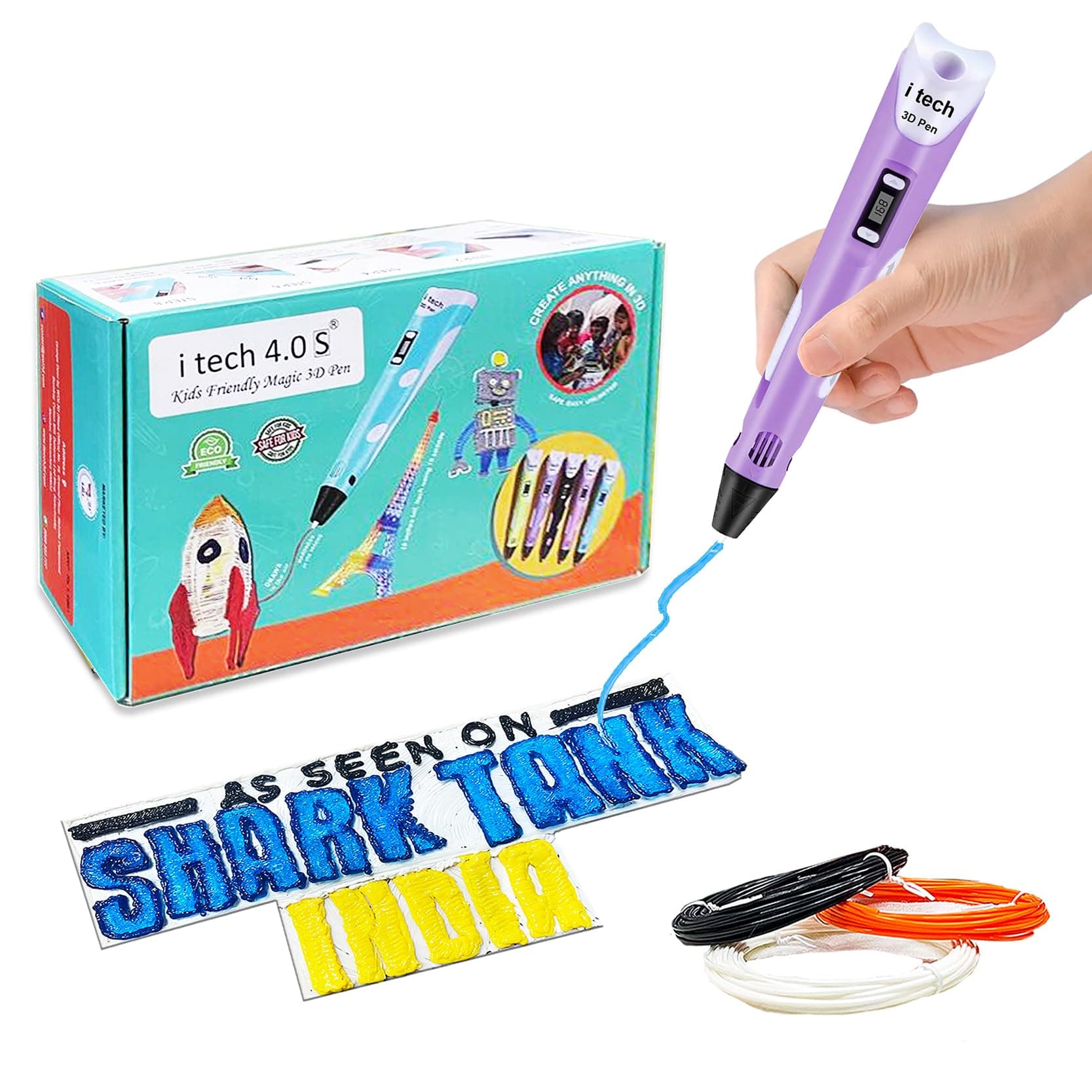 WOL3D Itech (Purple) Magic 3D Pen for 3D Printing with Speed Control, Advanced Temperature Regulation, OLED Display & Ergonomic Design – Compatible with Variety of Filaments for Creative DIY, Art.