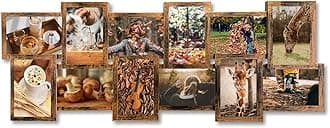 J.M.Deco 12 Opening Picture Collage Frame Wall Decor, 4x6 Photo Collage Frame for Gallery, Ideal Wedding/Christmas Gifts, One-Piece, Retro Brown