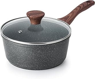 Nonstick Sauce Pan with Lid, 2.5QT Medium Sauce Pot with Swiss Granite Coating, Stay-cool Handle, Multipurpose Handy Little Saucepan, Induction Capable, PFOA Free