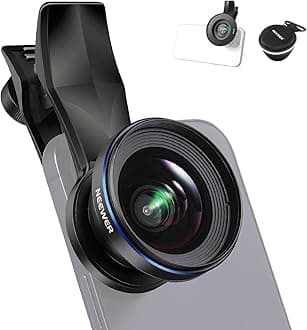 NEEWER 18mm 100° Wide Angle Lens 0.5X Magnification with 17mm Thread Phone Le...