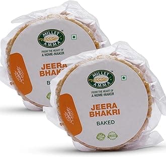 - Millet Amma Baked Jeera Bhakhri - 360 Gms | (Pack of 2 - Each 180 Gms) | Ready to Eat | Best Choice for Snack Time, Parties & Events | Healthy Traditional Gujarati Snacks..