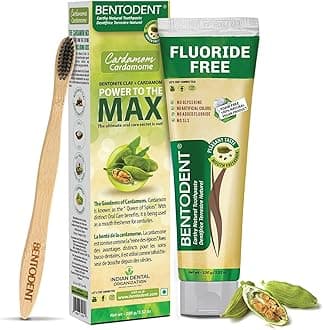 100% Organic Toothpaste for Enitre Family including Kids (Cardamom + Toothbrush)