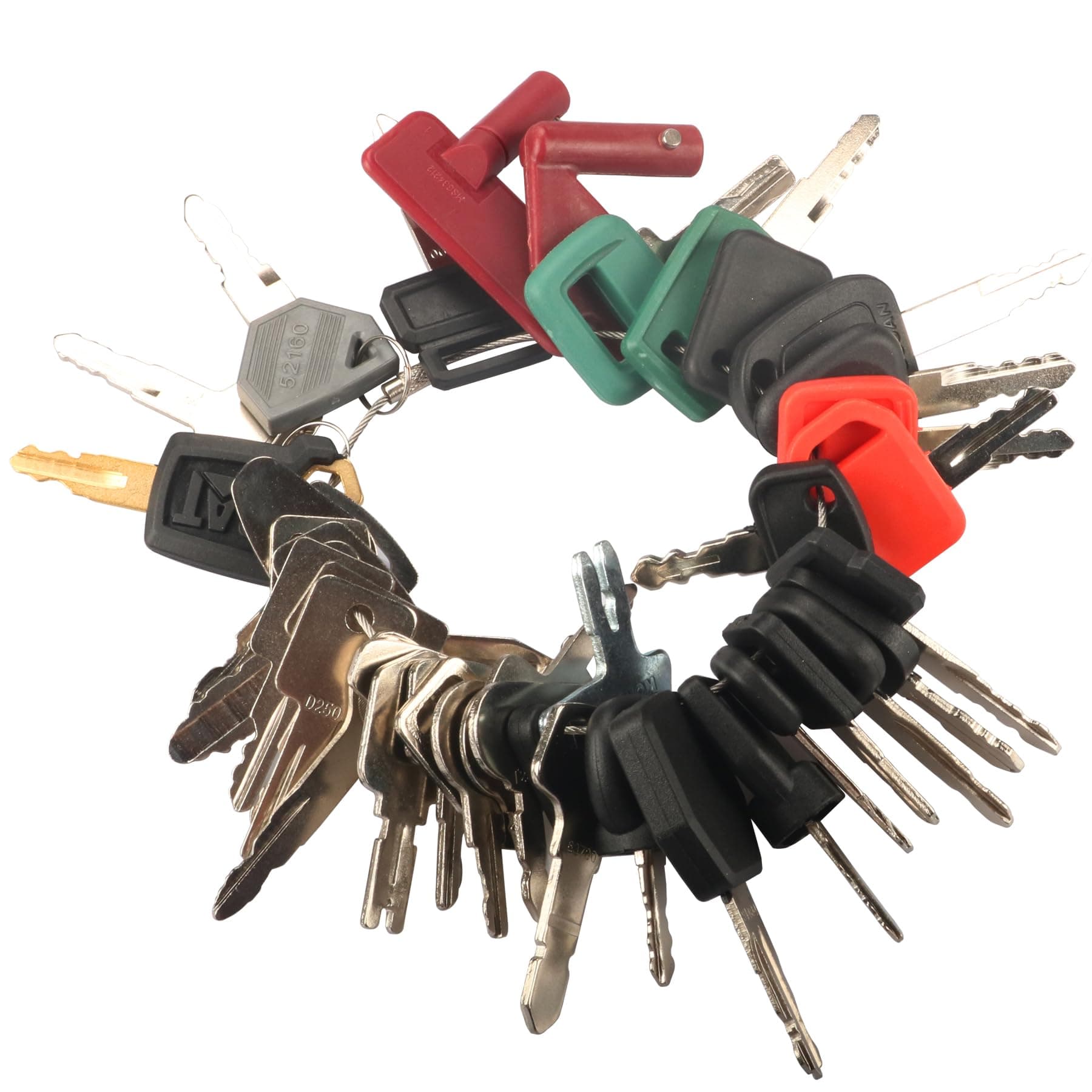 42 Heavy Construction Equipment Keys Master Set, Machine Operator Ignition Master Compatible with Caterpillar Bobcat JD Case JLG JCB Volvo Ford New Holland Yanmar Takeuchi Kubota Komatsu Toyota