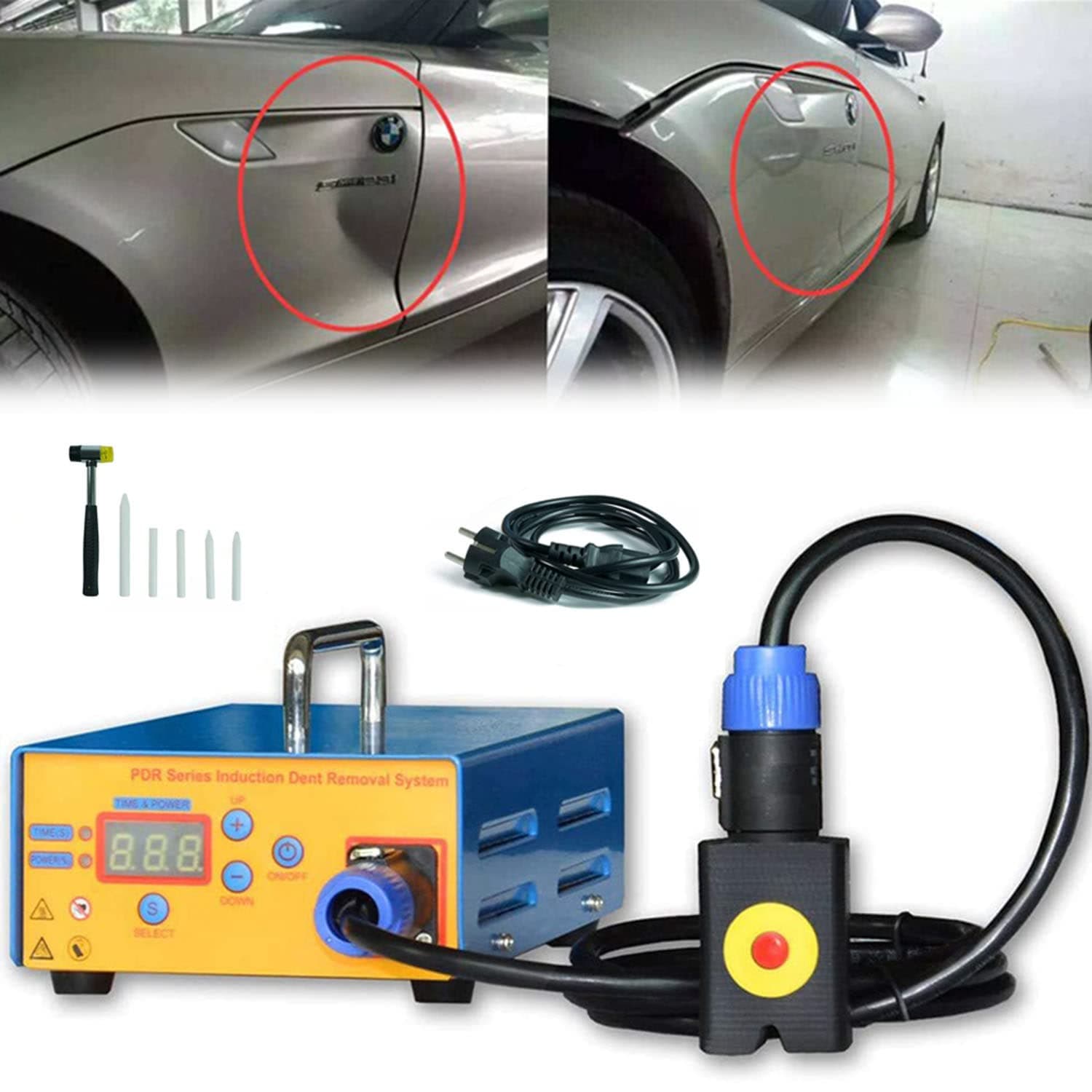 Car Dent Repair Tools, Auto Body Dent Puller Paintless Repair Kit, Paintless Auto Dent Removal Tools, Induction PDR Heater Machine Hotbox Car Dent Removal Kit, for Car Dent Fix Dent Puller