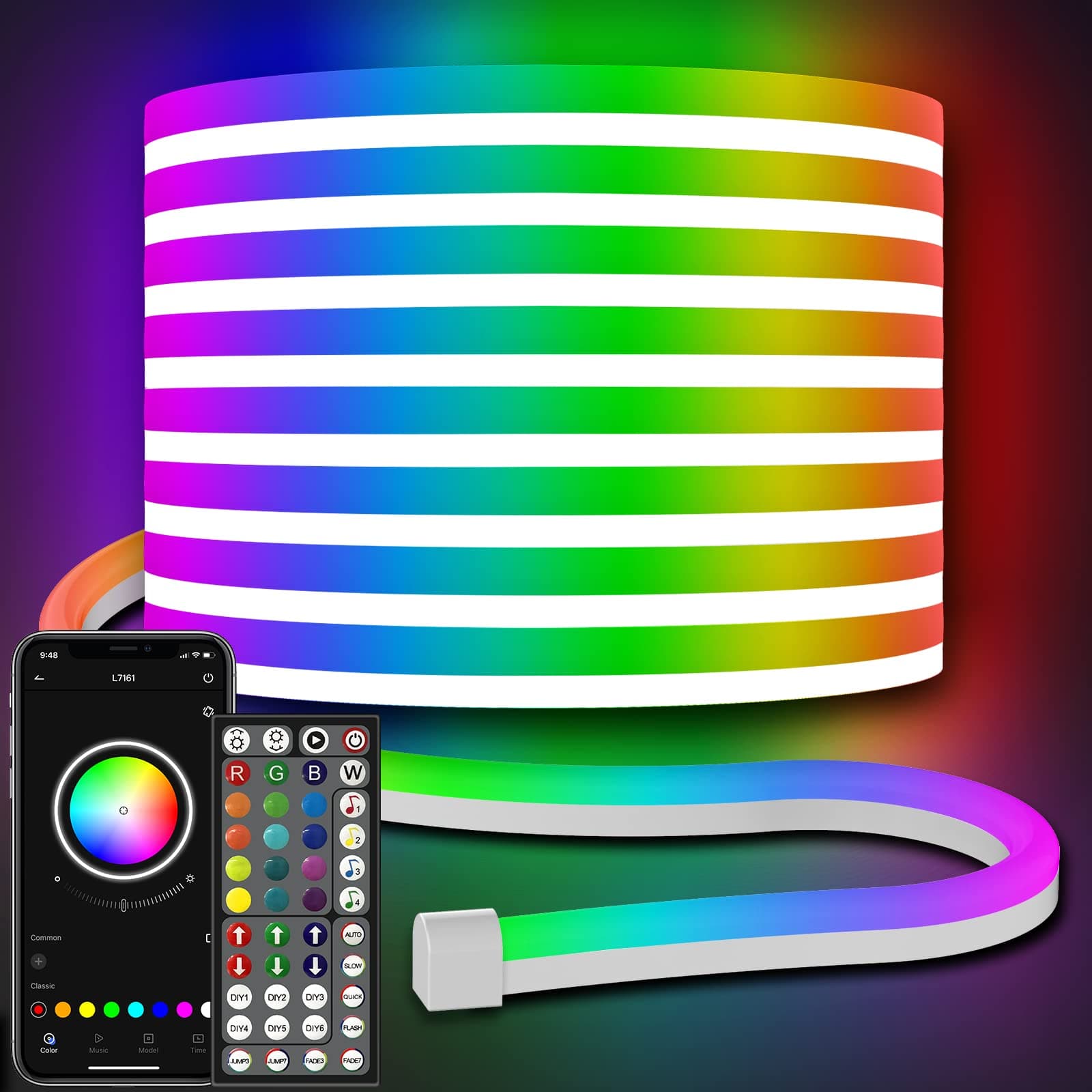 Led Neon Rope Lights 10M/32.8Ft,Control with App/Remote,Flexible Led Rope Lights,Multiple Modes,IP65 Outdoor RGB Neon Lights Waterproof,Music Sync Gaming Led Neon Strip Lights for Bedroom Indoor
