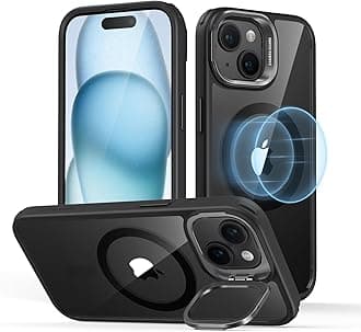 ESR for iPhone 15 Plus Case, Compatible with MagSafe, Military-Grade Protective Case, Built-in Stash Stand Phone Case, Scratch-Resistant Back Cover, Classic Series, Clear Black