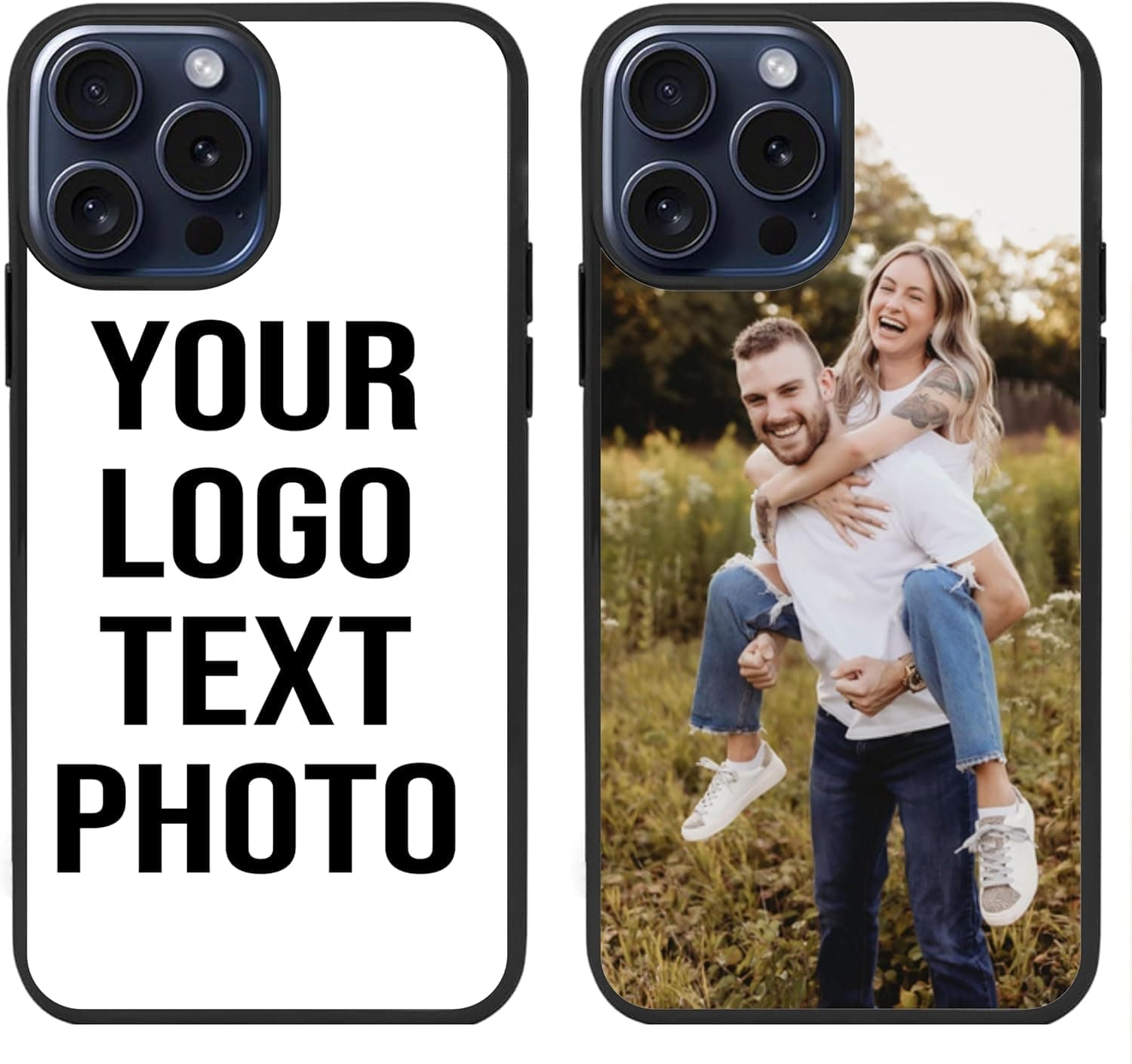 EKAM Personalised Phone Case For iPhone 16 Pro Max, Personalised Image/Picture/Photo Custom Design PC + Soft TPU Rubber Phone Case for (iPhone 16 Pro Max) Black