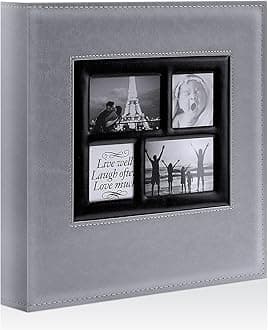 Ywlake Photo Album 4x6 600 Pockets, Large Capacity Family Wedding Leather Picture Albums Holds 600 Horizontal and Vertical Photos Grey
