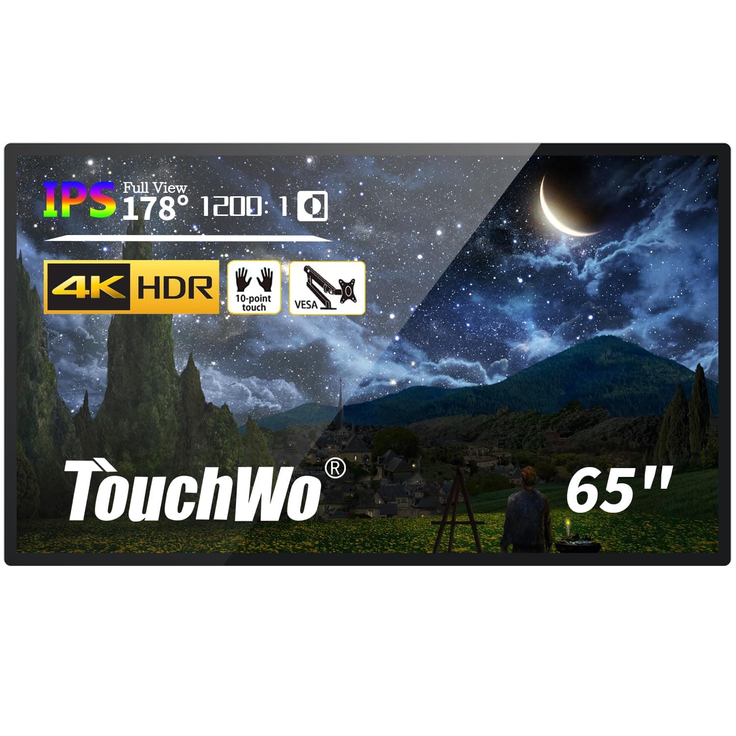 - 65 inch Interactive Touchscreen Monitor, Smart Board with 4K Display, Win-10 Electronic Whiteboard Touch Screen PC for Office and Classroom, Core i3 RAM 4G & ROM 128G