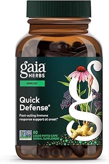 Gaia Herbs Quick Defense - Fast-Acting Immune Support Supplement for Use at Onset of Symptoms - with Echinacea, Black Elderberry, Ginger & Andrographis - 80 Vegan Liquid Phyto-Capsules (8-Day Supply)